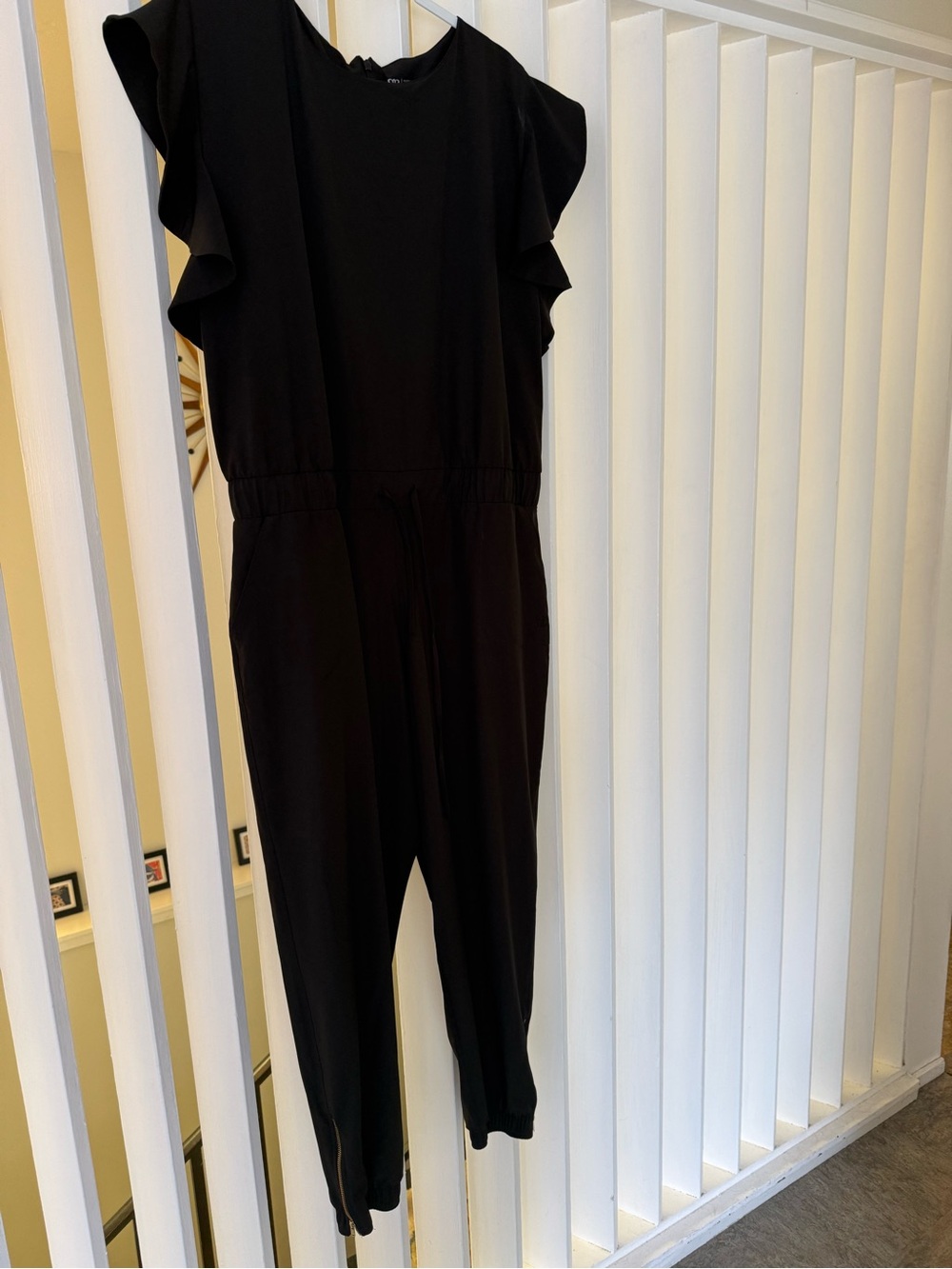 Albion Black Ruffle-Sleeve Jumpsuit